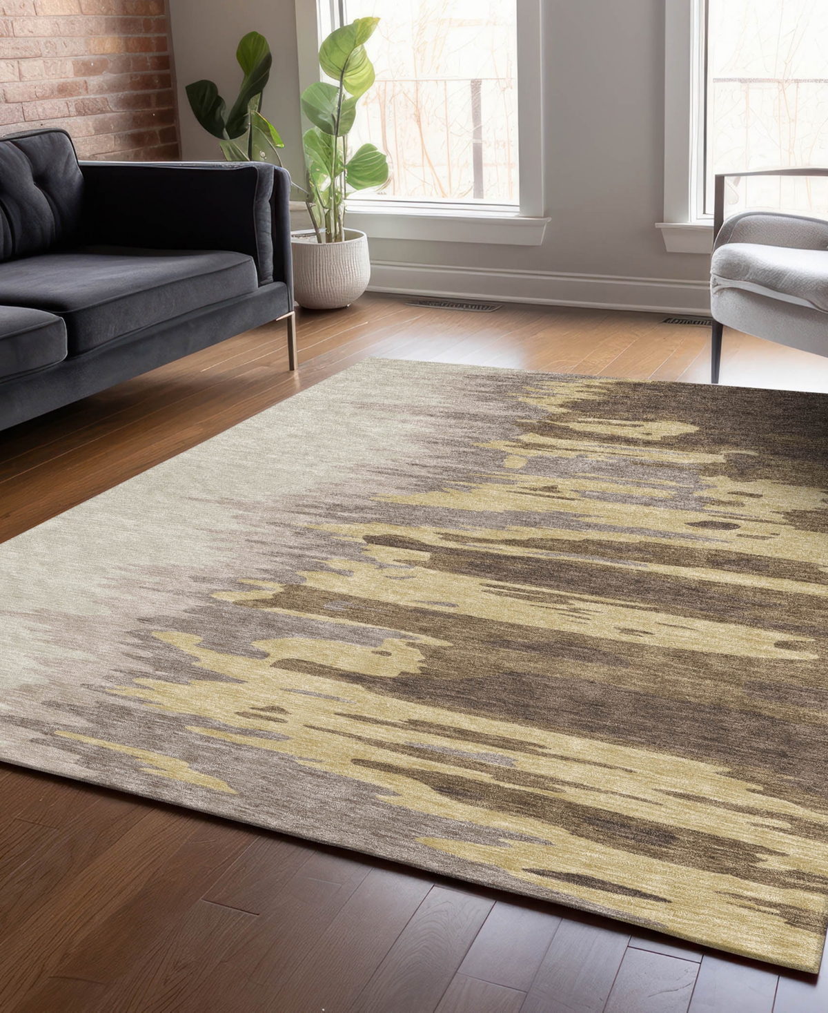 Addison Chantille Mahine Washable Acn1050 8'x10' Area Rug In Coffee