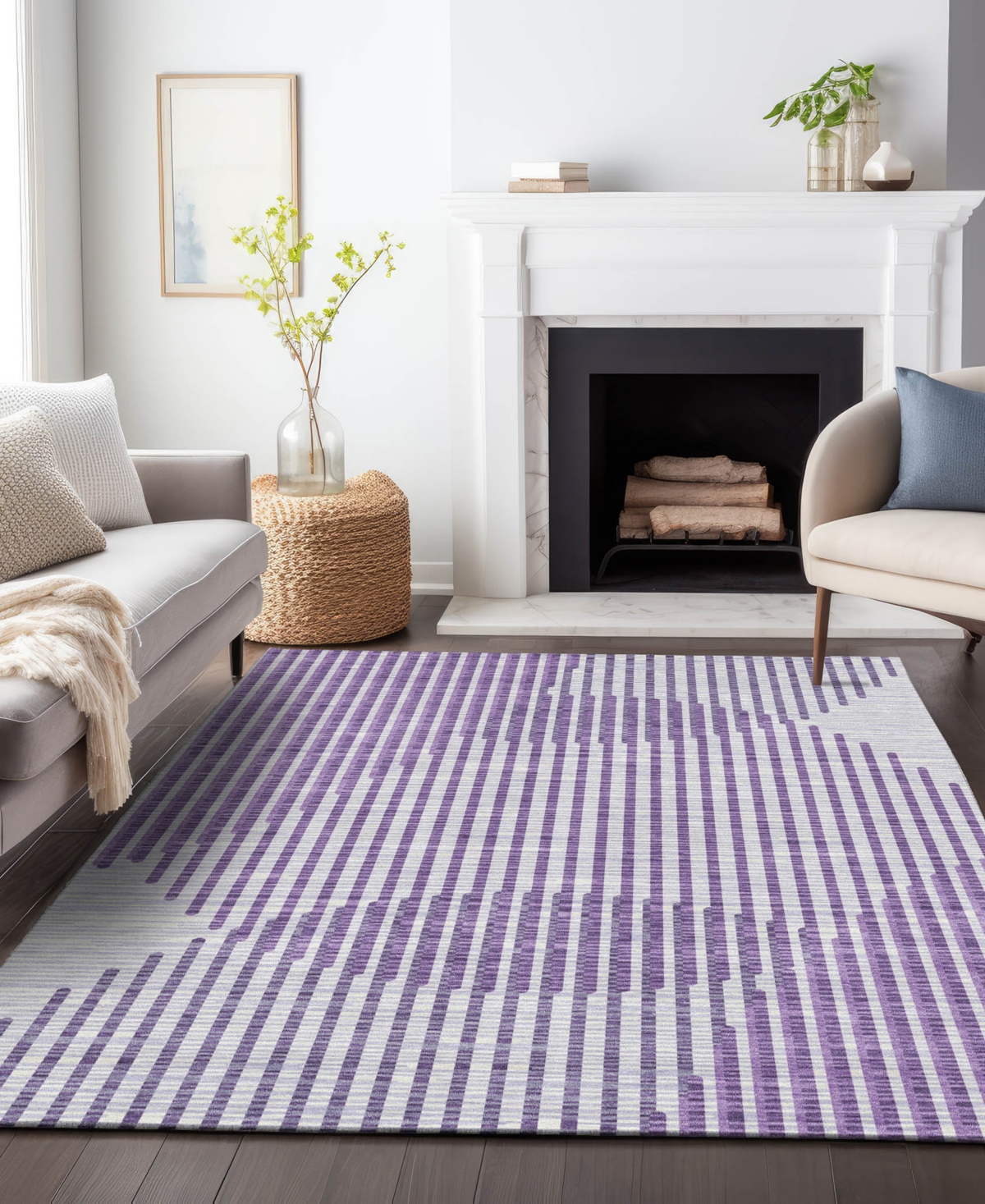 Addison Chantille Mahine Washable Acn1001 5'x7'6" Area Rug In Purple