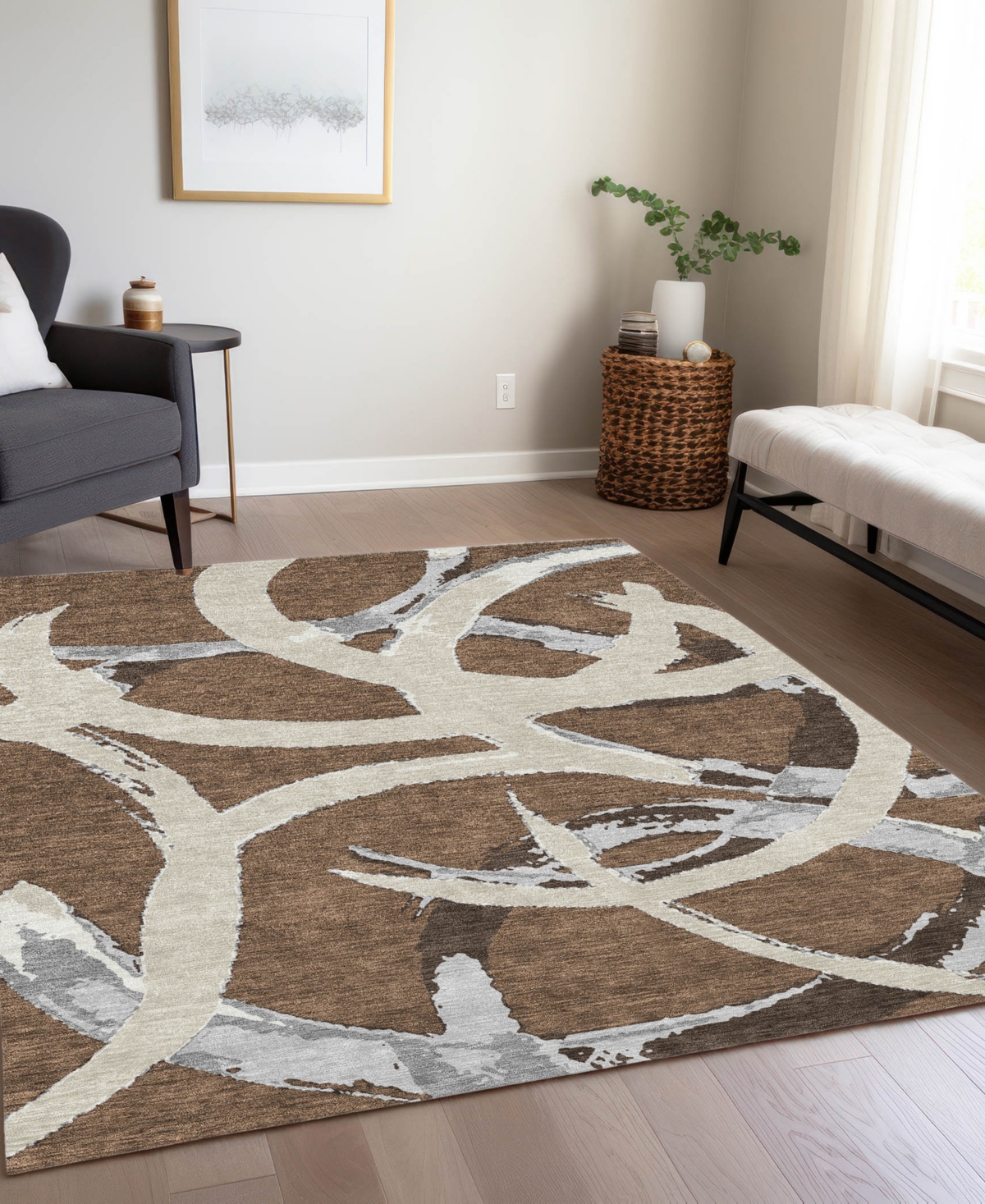 Addison Chantille Machine Washable Acn1022 5'x7'6 Area Rug In Brown
