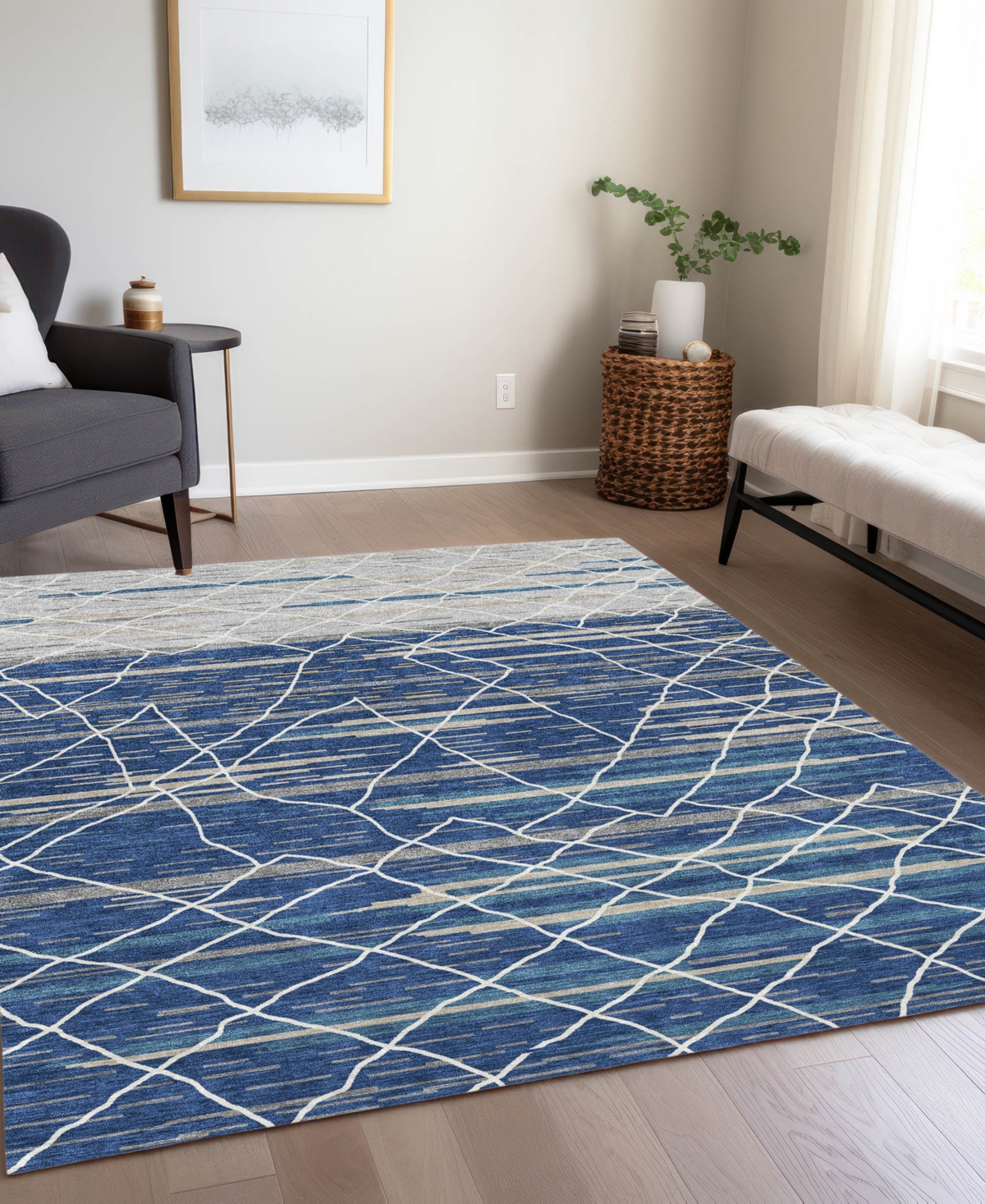 Addison Chantille Machine Washable Acn1025 3'x5' Area Rug In Navy