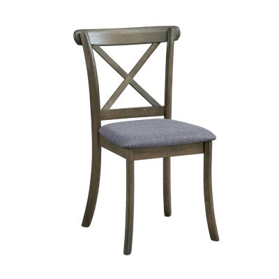 2PC Upholstered Fabric X-Back Dining Chairs