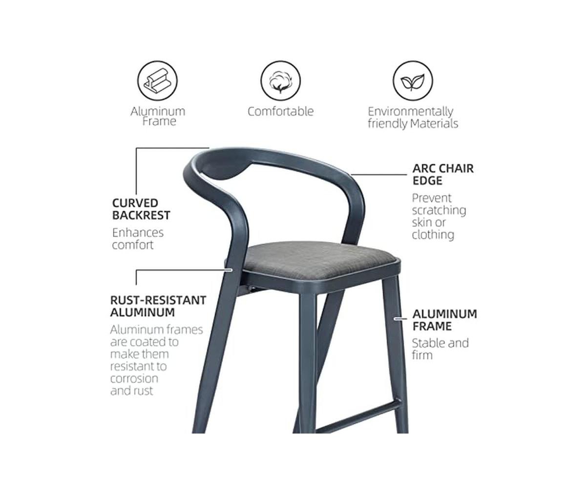 gaomon Outdoor Counter Height Bar Stools Set of 2, Comfortable Chairs for Indoor and Outdoor Use, All-Weather Design, Simple Assembly, 330lb Weight Ca