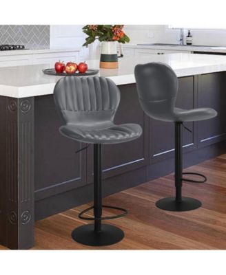 Set of 4 Adjustable Swivel Bar Stools with High Backrest, Easy Assembly for Kitchen Island and Home Bar