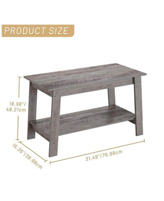 2-Tier Rustic Coffee Table, Small Rectangular Modern Farmhouse Table for Living Room, Home Office or Apartment