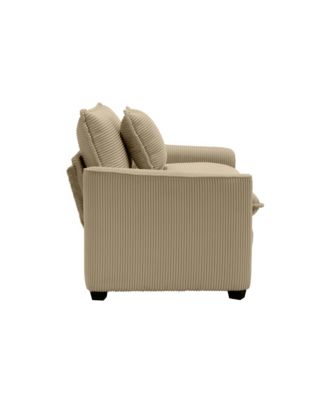 Luxurious and Sophisticated Deep Seated Sofa Set with Two Single Chairs in Tan Corduroy Fabric, Suitable for Bedroom and Office