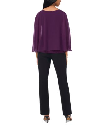 MSK Women's Rhinestone-Trim Overlay Top