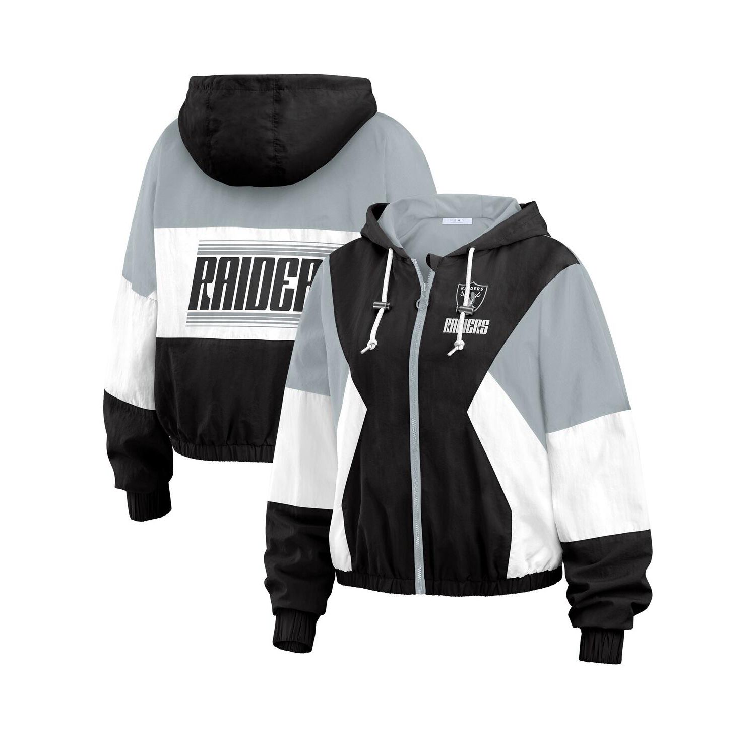 Women's Las Vegas Raiders Plus Size Color Block Full-zip Windbreaker Jacket