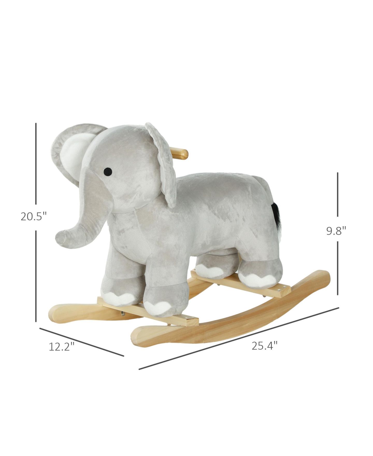 Детская игрушка Qaba Elephant Rocker with Realistic Sounds Rocking Horse, 88 lbs. Capacity, Ages 2-4, цвет: Серый — фото 2