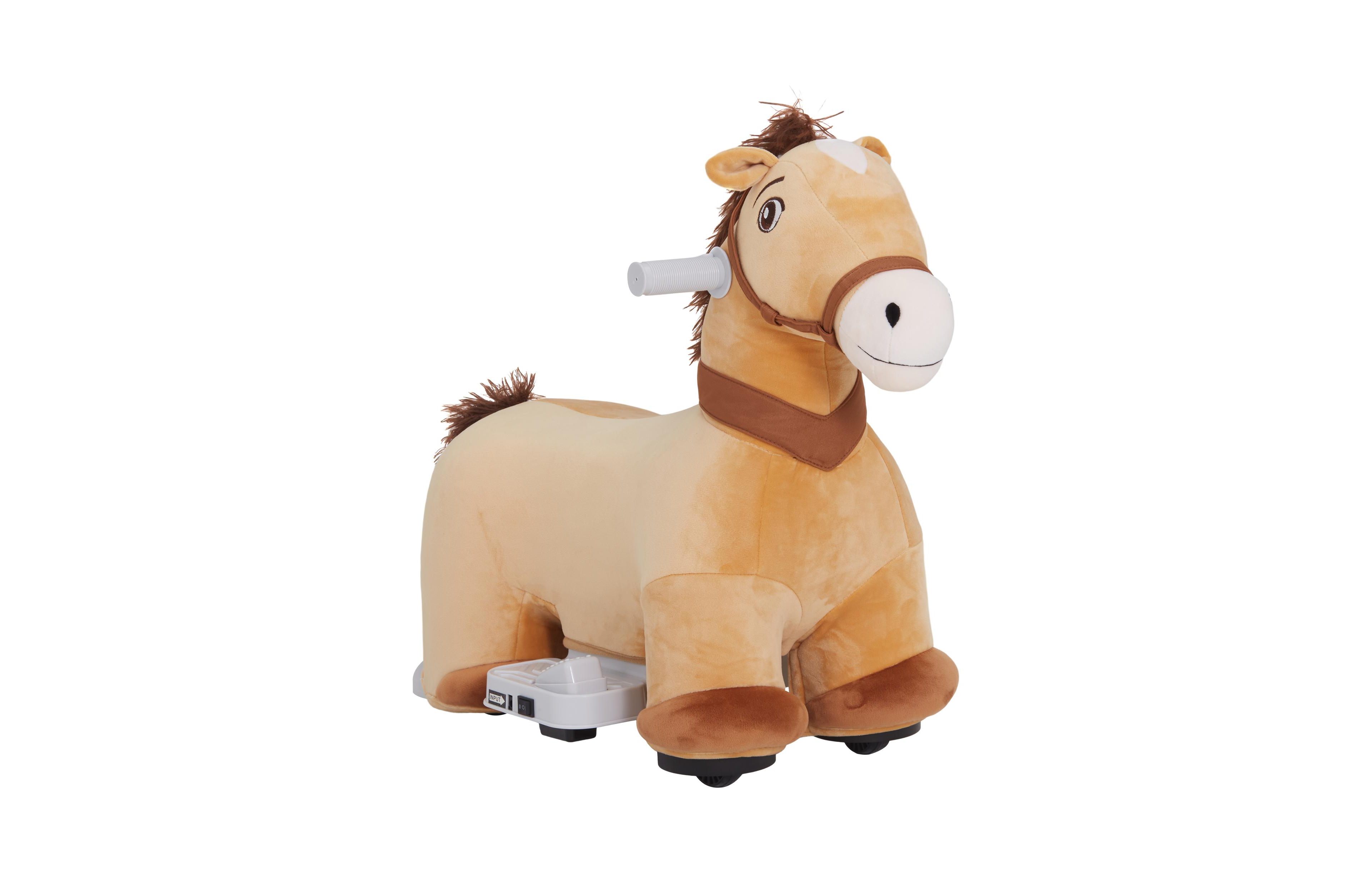 Qaba 6V Electric Ride on Horse with Music Forward, Pu Wheels,