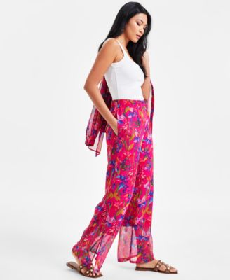 I.N.C. International Concepts Women's Floral-Print Wide-Leg Pull-On Pants, Exclusively at Macy's