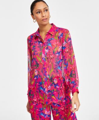 I.N.C. International Concepts - Women's Sheer Floral Blouse