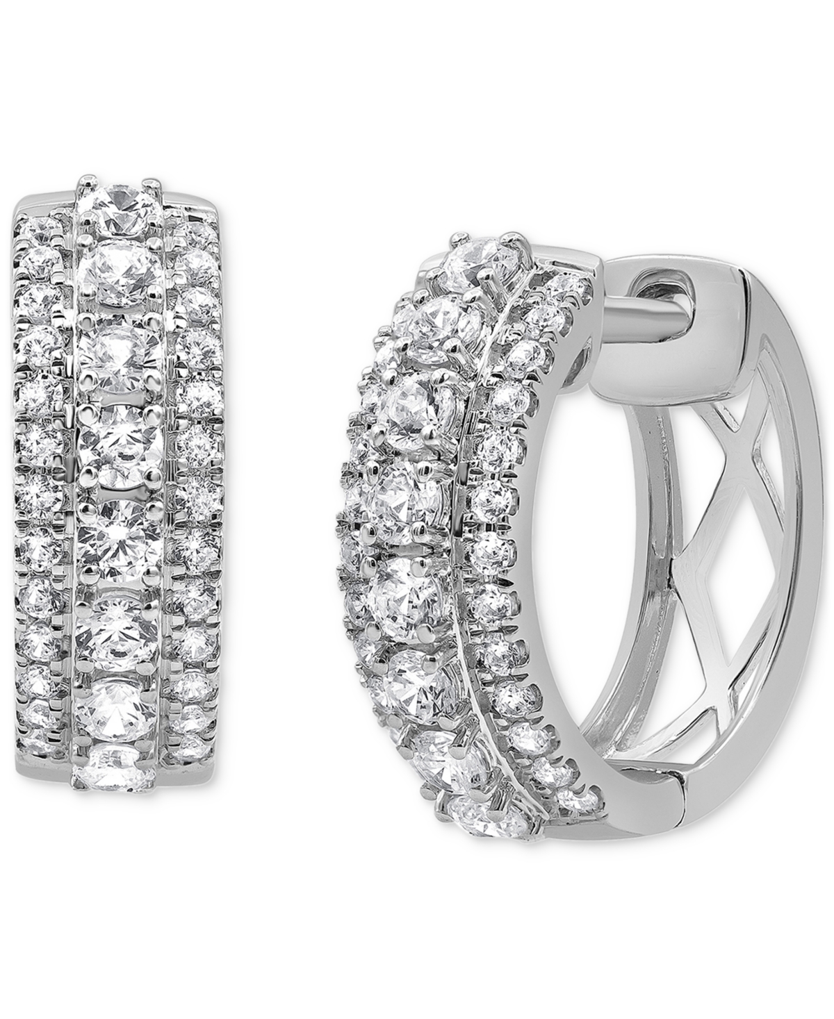 Macy's Diamond Hoop Earrings (1 Ct. T.w.) In 14k White Gold In White Gold