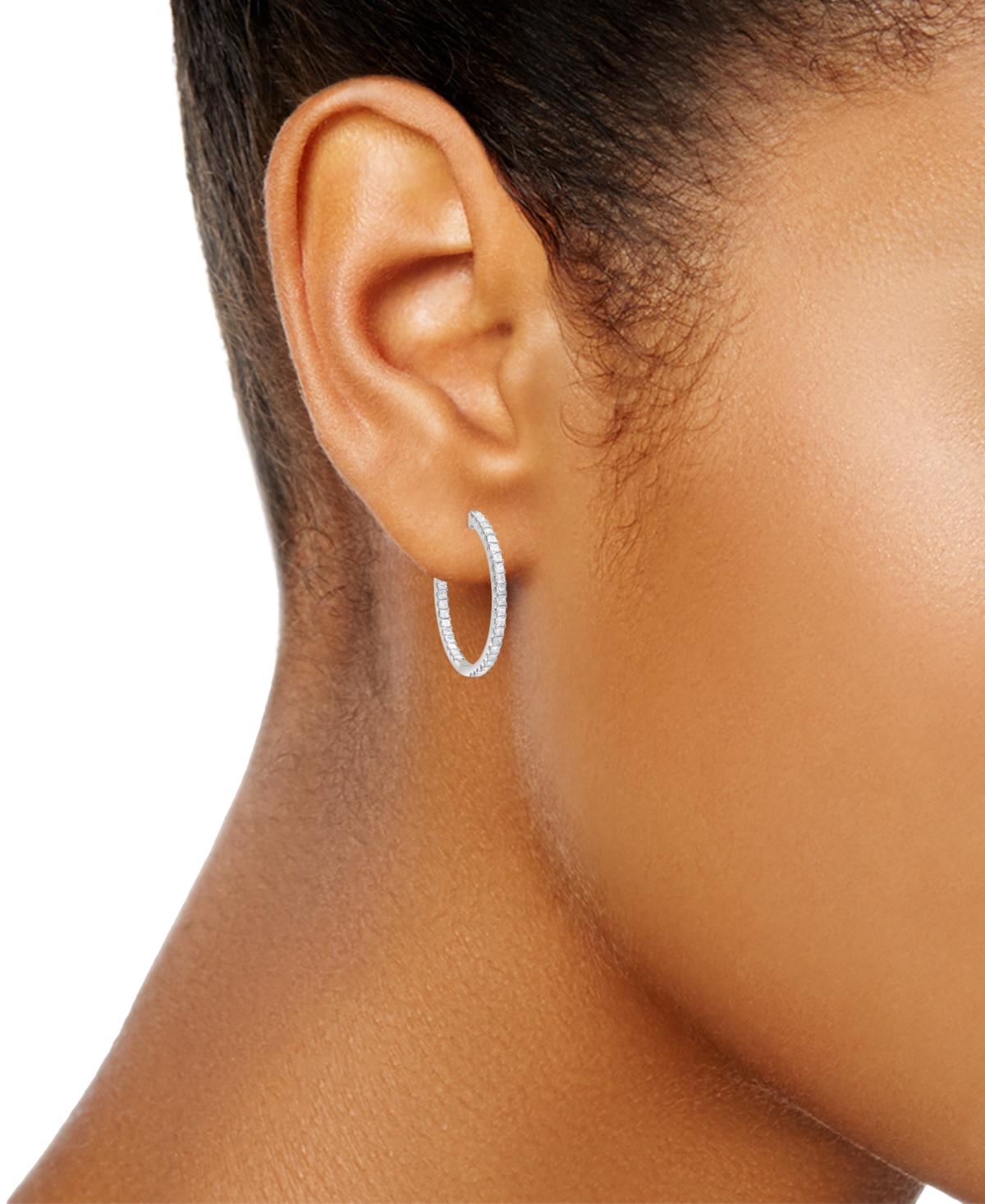 Macy's Diamond In & Out Hoop Earrings (2 Ct. T.w.) In 14k White Gold In White Gold