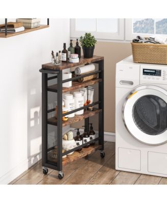 4-Tier Narrow Rolling Carts with Wheels and Handle,Slim Storage Cart