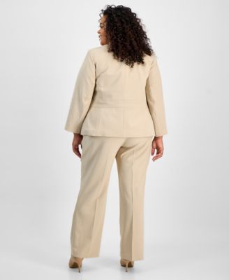 Plus Size Two-Button Jacket & Pant Suit Set