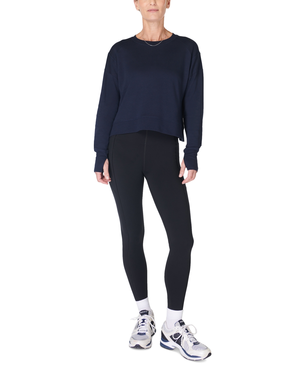 Shop Sweaty Betty Women's After Class Cropped Sweatshirt In Navy