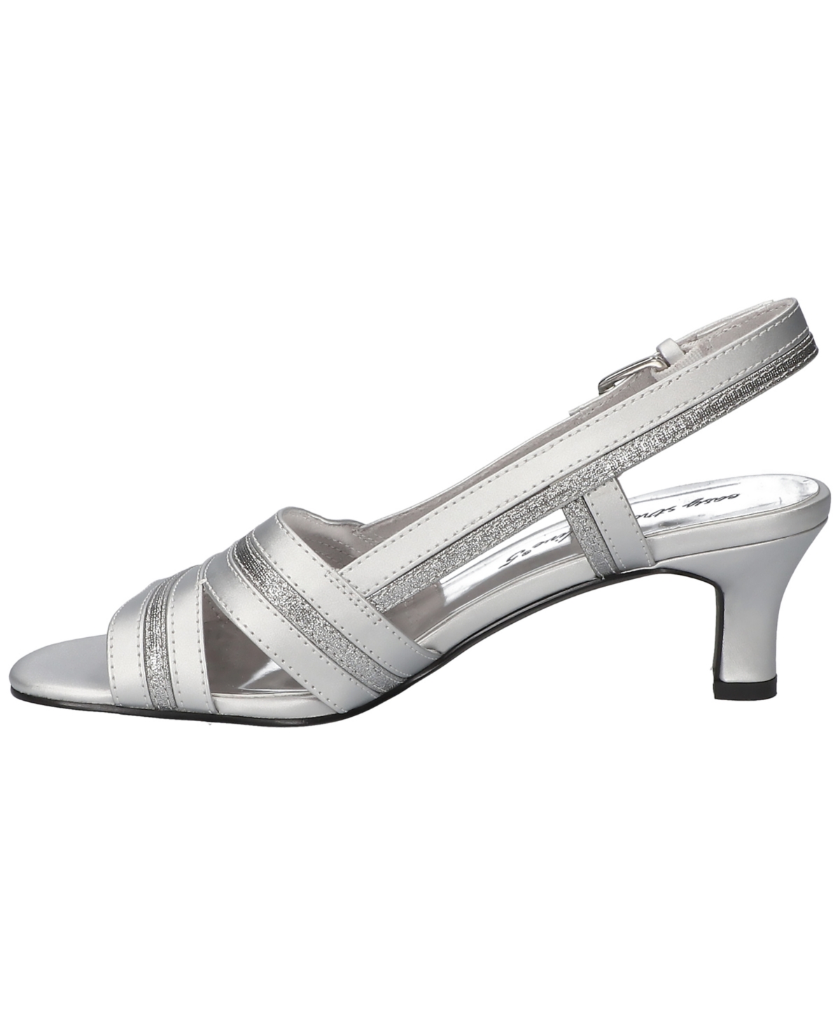 Shop Easy Street Women's Meghan Slingback Heeled Sandals In Silver Satin
