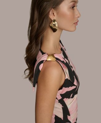 Donna Karan New York Petite Floral-Print Ruched Sheath Dress