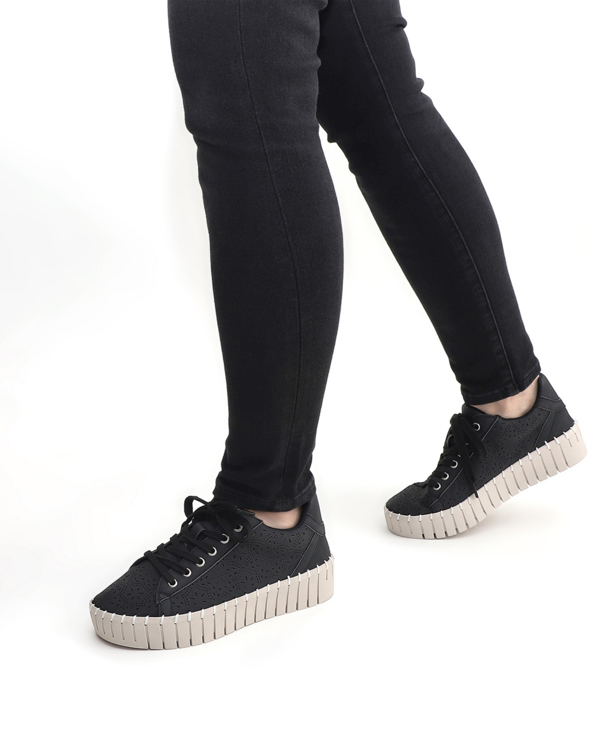 Shop Easy Street Women's Retta Comfort Platform Sneakers In Black