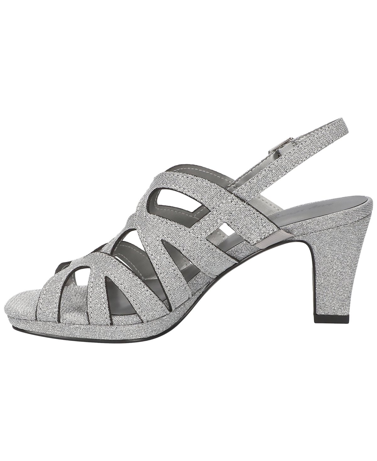 Shop Easy Street Women's Jetty Dress Heel Sandals In Silver Glitter