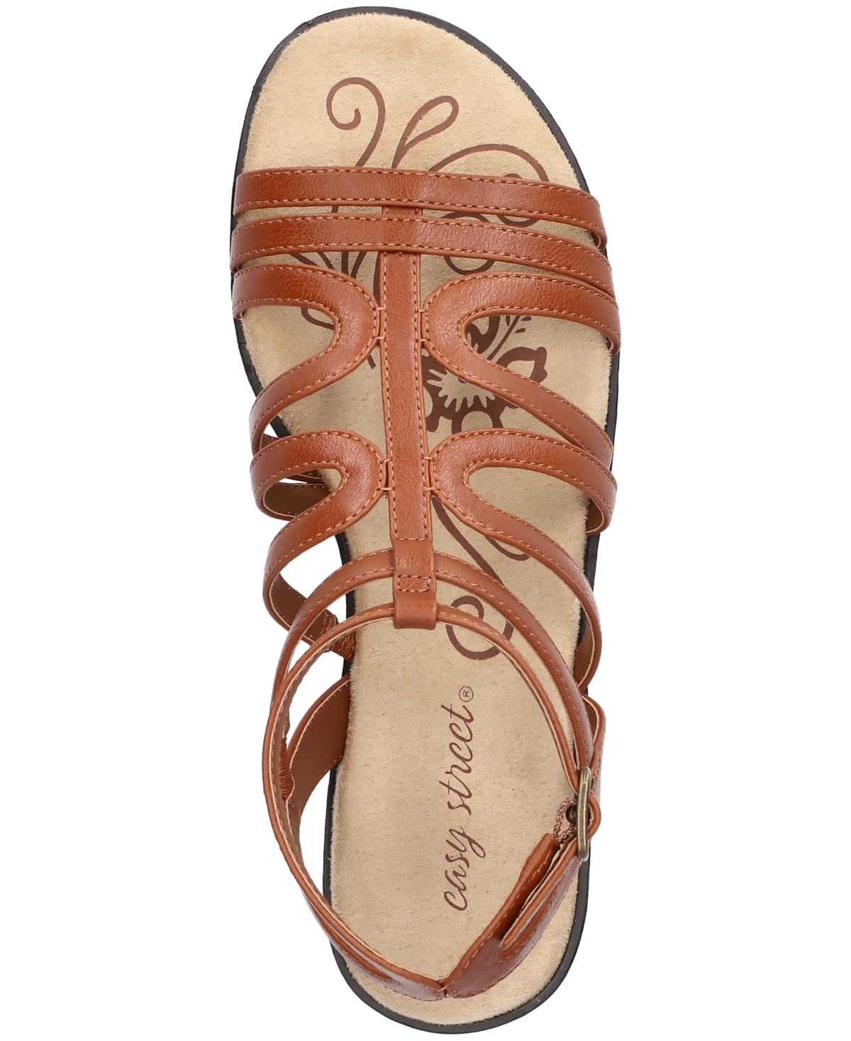 Shop Easy Street Women's Daylily Gladiator Buckle Flat Sandals In Cognac