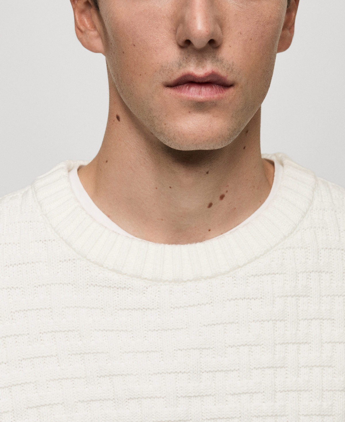 Mango Men's Crossed-knit Sweater In Off White