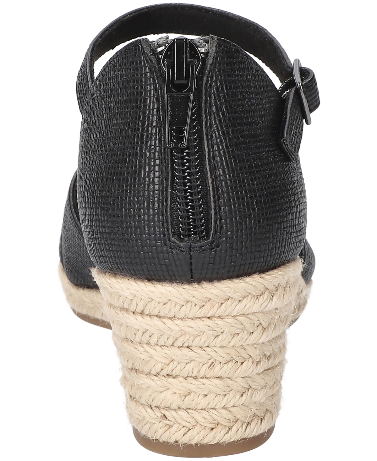 Easy Street Women's Coast Espadrille Wedge Sandals In Black Linen Embossed