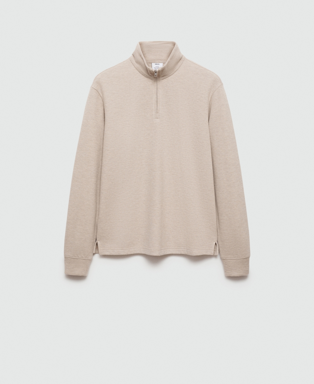 Mango Knit Cotton Blend Sweatshirt In Sand