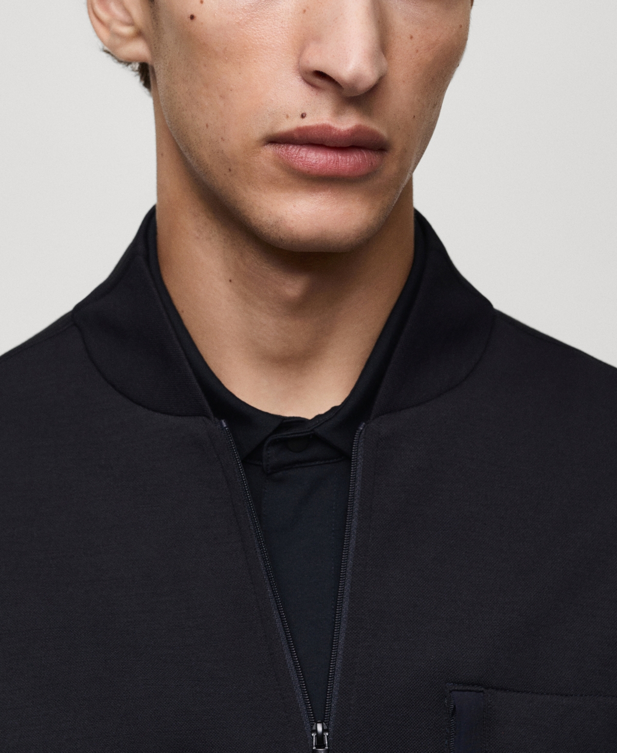 Mango Men's Bomber Sweatshirt In Dark Navy