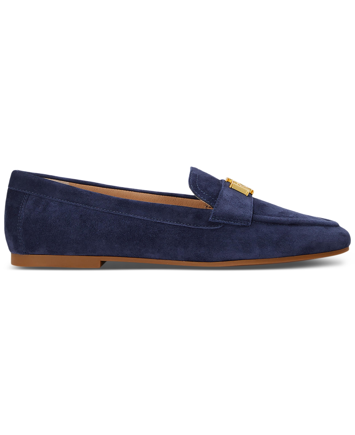 Ralph Lauren Women's Barnsbury Slip-on Driver Loafer Flats In Refined Navy Gold Hardware