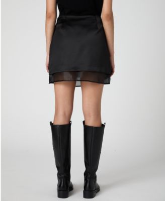 Women's Structured Satin Mini Skirt