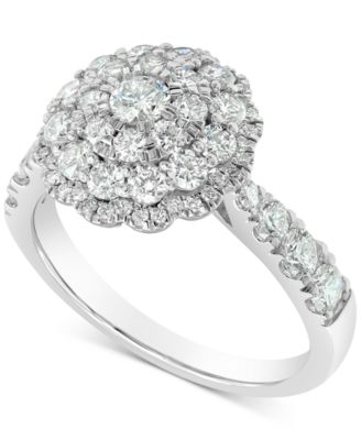 Macy's - Diamond Halo Cluster Ring (1-1/2 ct. t.w.) in 18k White Gold