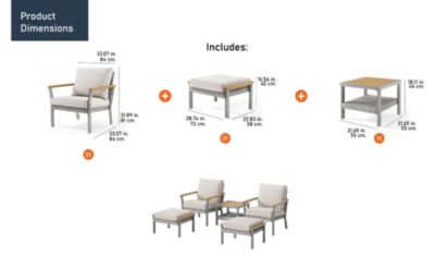 8 Piece Patio Furniture Set, Modern & Transitional Style, Gray & Beige