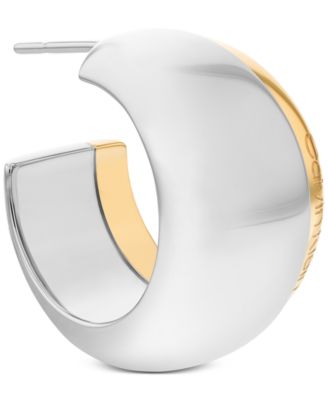 Two-Tone Stainless Steel Small C-Hoop Earrings, 0.8""
