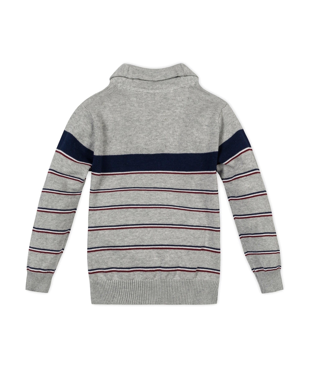 Hope & Henry Baby Boys Organic Long Sleeve Shawl Collar Sweater with Engineered Stripe