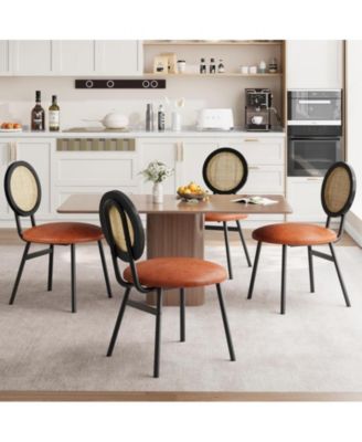 Dining Chairs Set of 2, Rattan Kitchen Chairs with Thicken Upholstered, Modern Dining Room Chairs Set of 2 (2, Black, 17“x18.1"x33.1") (Whiskey Brown, 4)