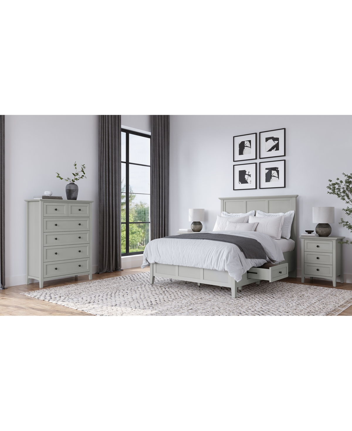 Shop Macy's Hedworth California King Storage 3-pc. Set (bed, Chest & Nightstand) In Grey