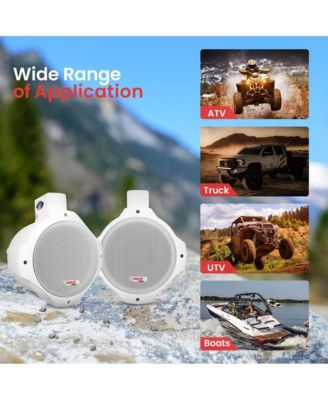 6.5" Marine Wakeboard Tower Speakers - 200W Waterproof, Dual Bullet Style, White (PLMRW65