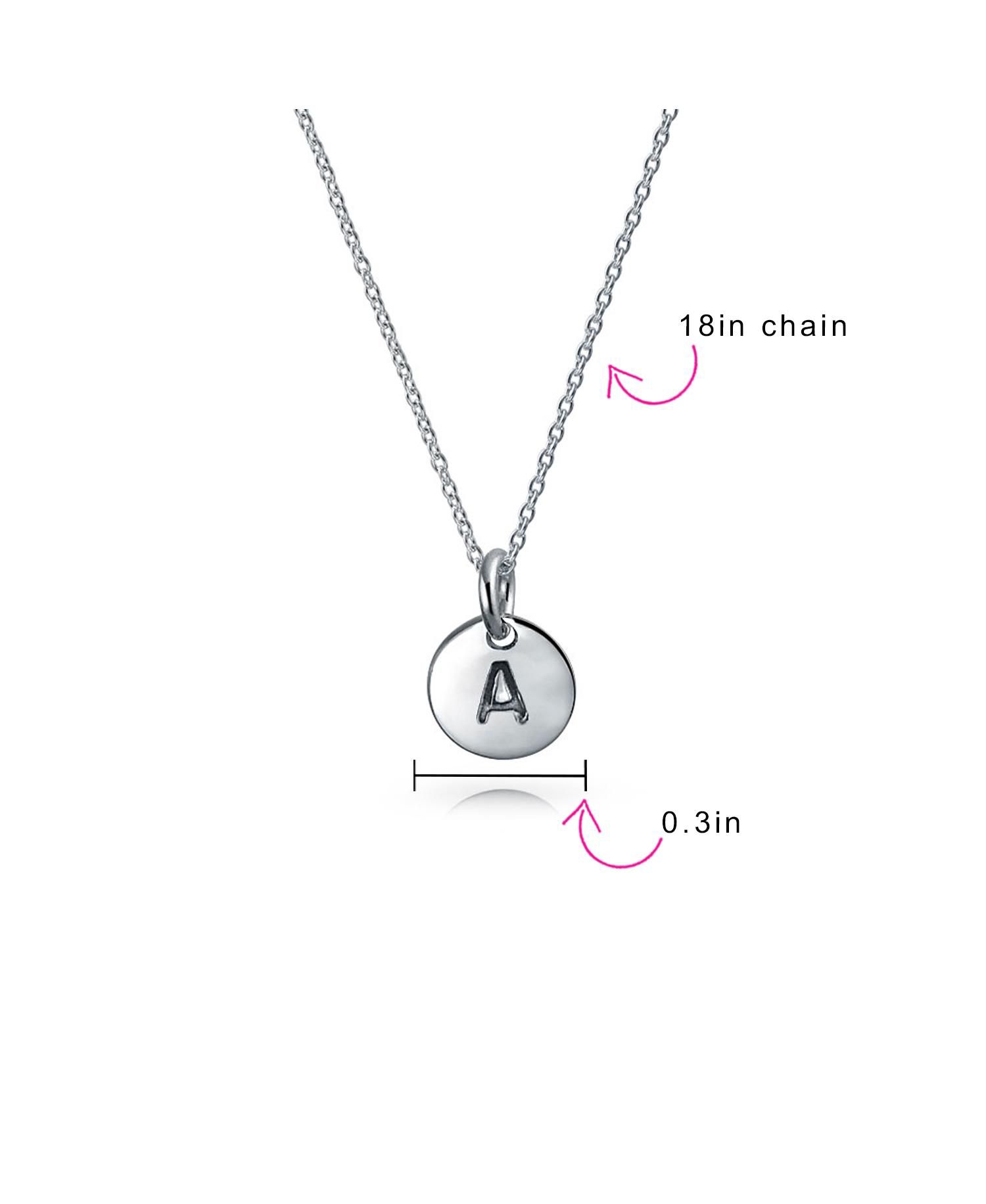 Tiny Circle Disc Alphabet Initial Y Pendant Necklace .925 Sterling Silver