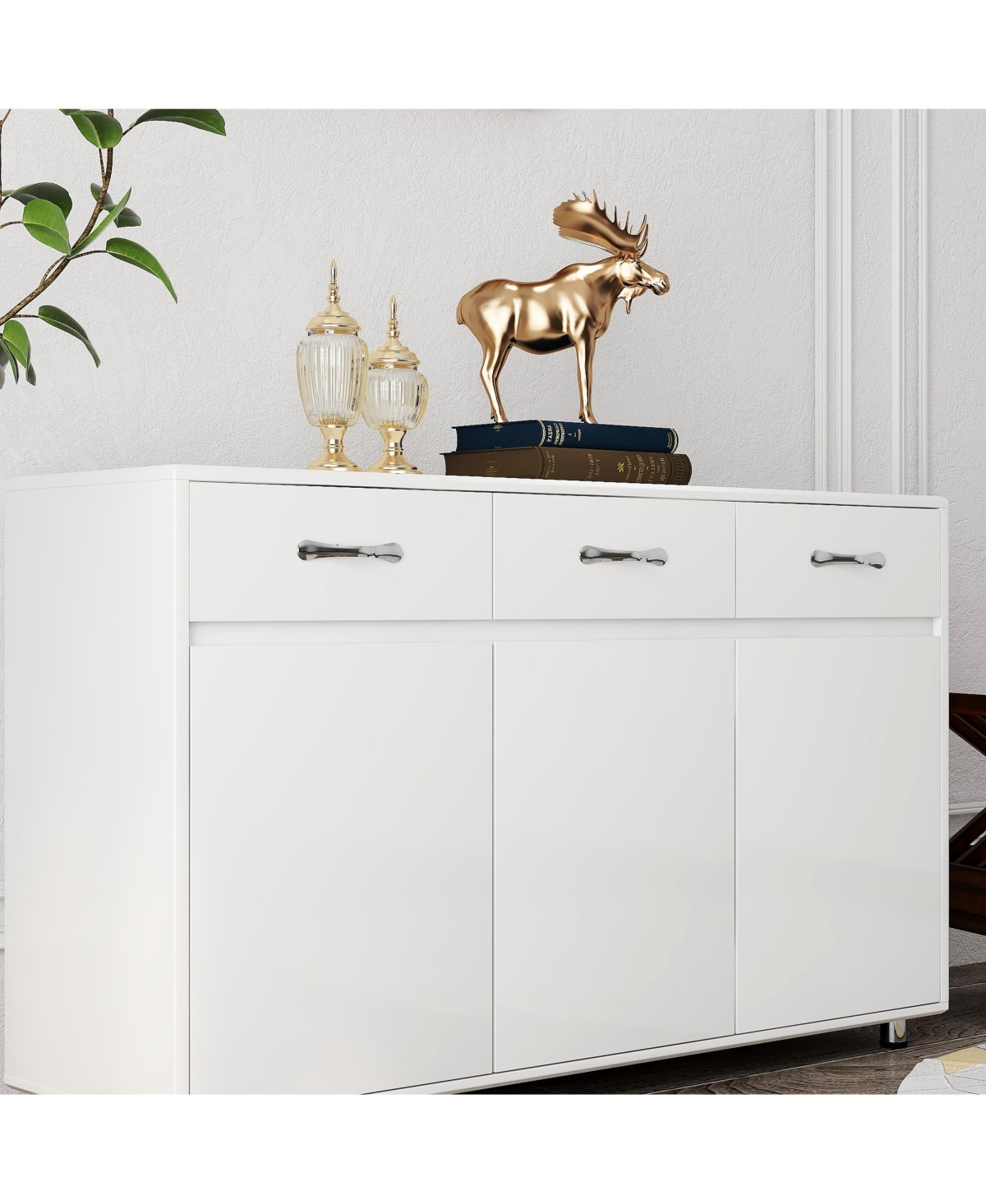 Slickblue Three-Door Side Table - Stylish Storage Solution for Living Room or Bedroom Decor