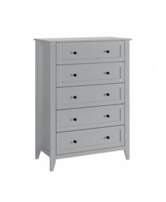 5-Drawer Wood Deep Storage Nickel Handle Modern Chest of Drawers
