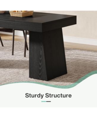 55-Inch MDF & Metal Frame Vintage Wood Grain Finish Rectangular Dining Table