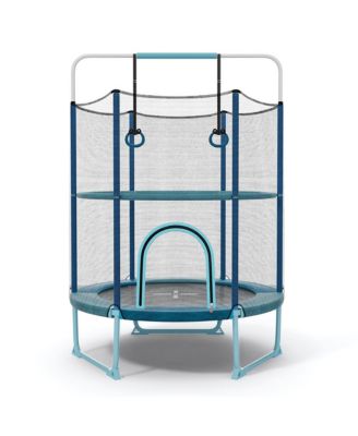 60'' Trampoline for Kids w/ Gymnastic Bar Rings Foamed Handle No Gap Design