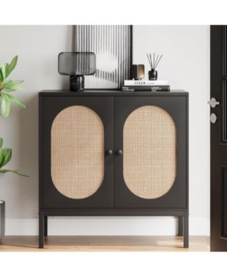 Buffet Cabinet, Rattan Storage Cabinet with Doors and Shelves, Accent Cabinet Sideboard, Console Cabinet with Storage Entryway Cabinet for Living Room, Dining Room, Hallway