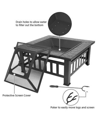 Portable Metal Fire Bowl for Courtyard – Complete with Accessories
