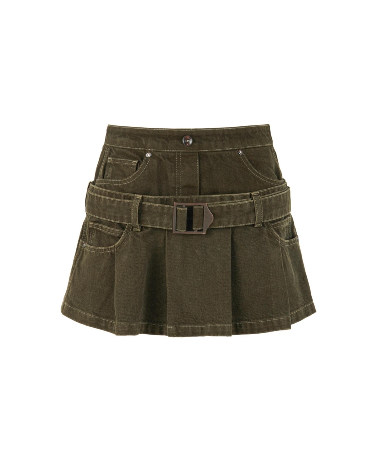 Nocturne Women's Mini Jean Skirt with Belt Detail