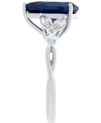 Lab Grown Ruby (3-5/8 ct. t.w.) & Lab Grown Diamond (1/2 ct. t.w.) Pear Ring in 14k Gold or White Gold (Also in Lab Grown Emerald & Lab Grown Sapphire)