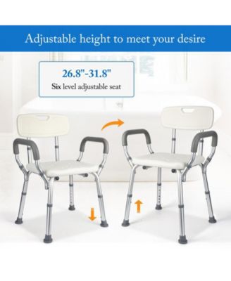 Adjustable Shower Chair – Padded Seat with Armrests & Backrest, Slip-Resistant Design, Supports Up to 350 lbs for Bathtub Use