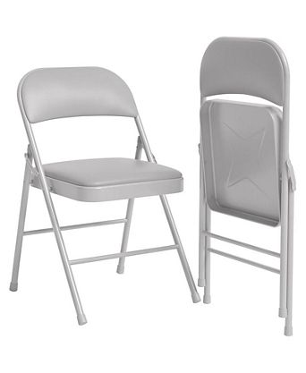 2-Pack Folding Chairs, Padded Seat & Back, Metal Frame, 350 lbs Capacity, for Home, Office, Indoor/Outdoor Use