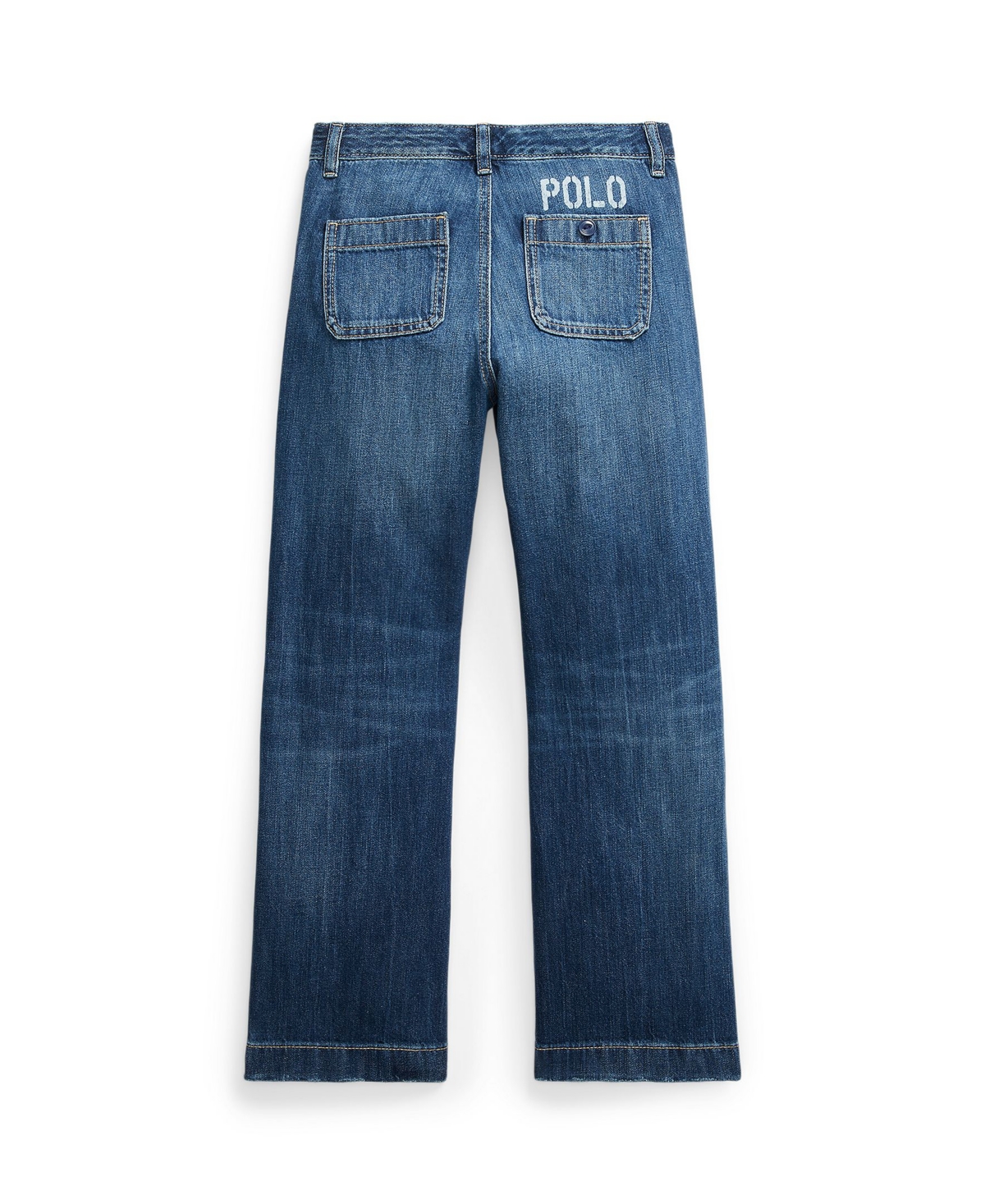 Polo Ralph Lauren Big Girls Logo Wide-leg Jean In Juni Wash